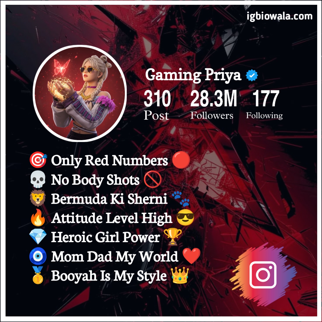 Free Fire Bio For Instagram For Girl