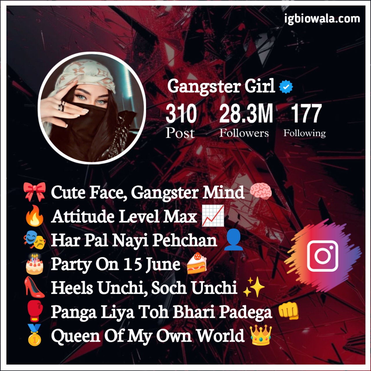 Gangster Bio For Instagram For Girl