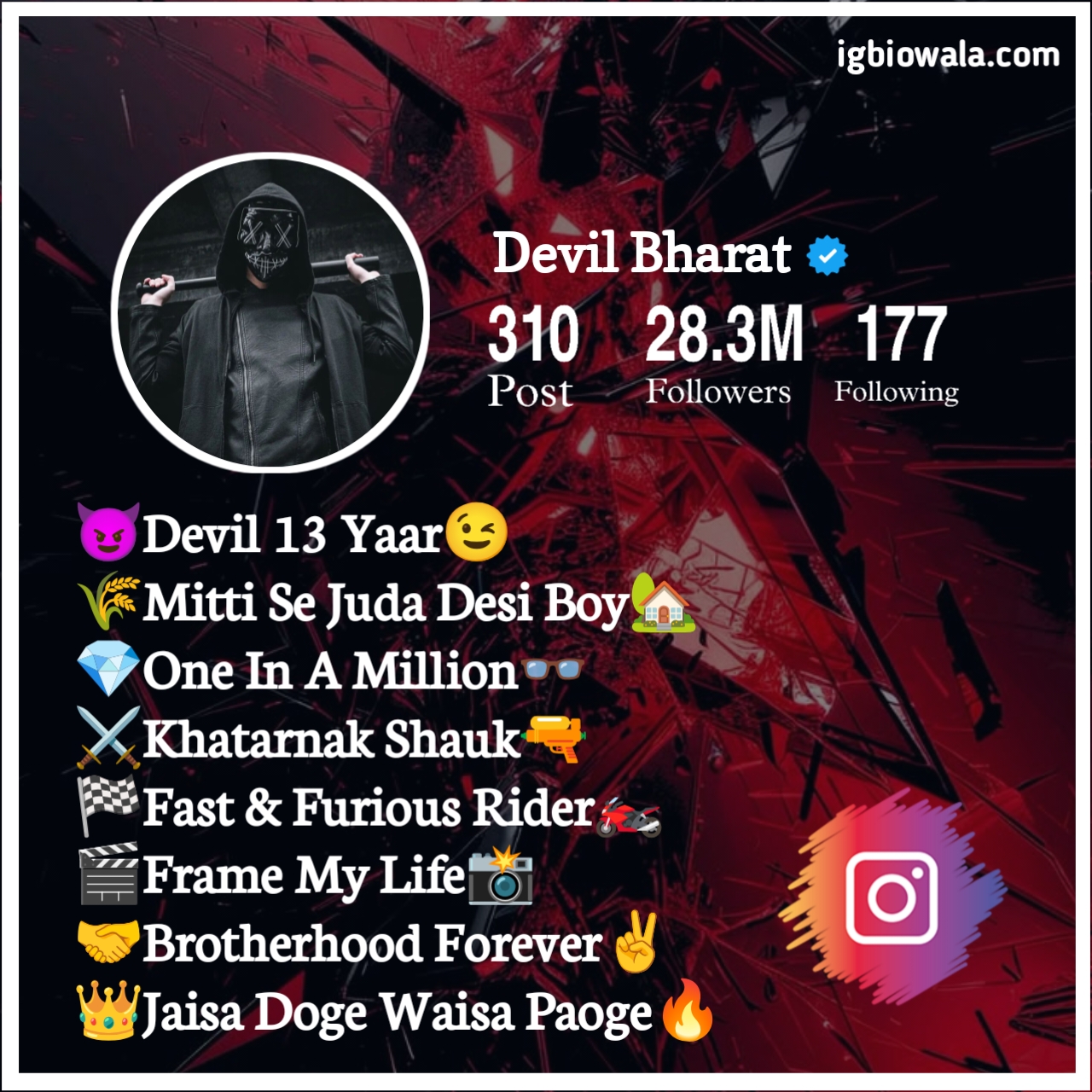 Devil Bio For Instagram For Boy