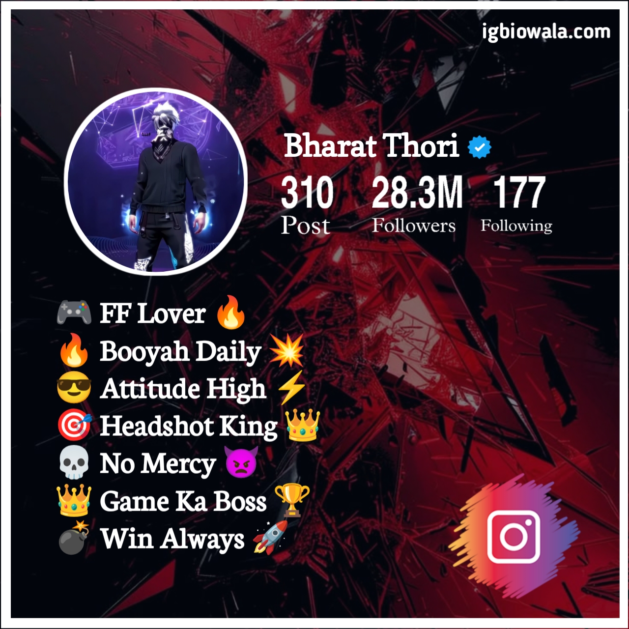 Free Fire Bio For Instagram For Boy