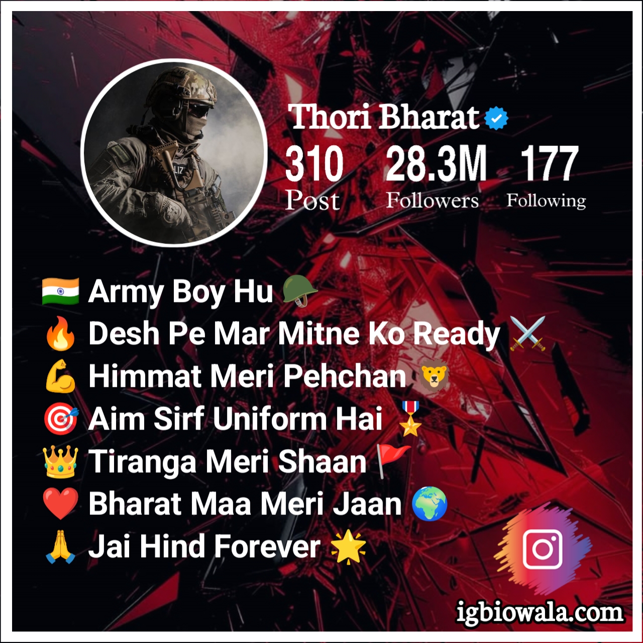 Army Bio For Instagram For Boy
