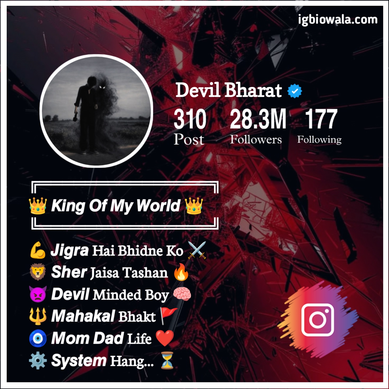 Devil Bio For Instagram Stylish