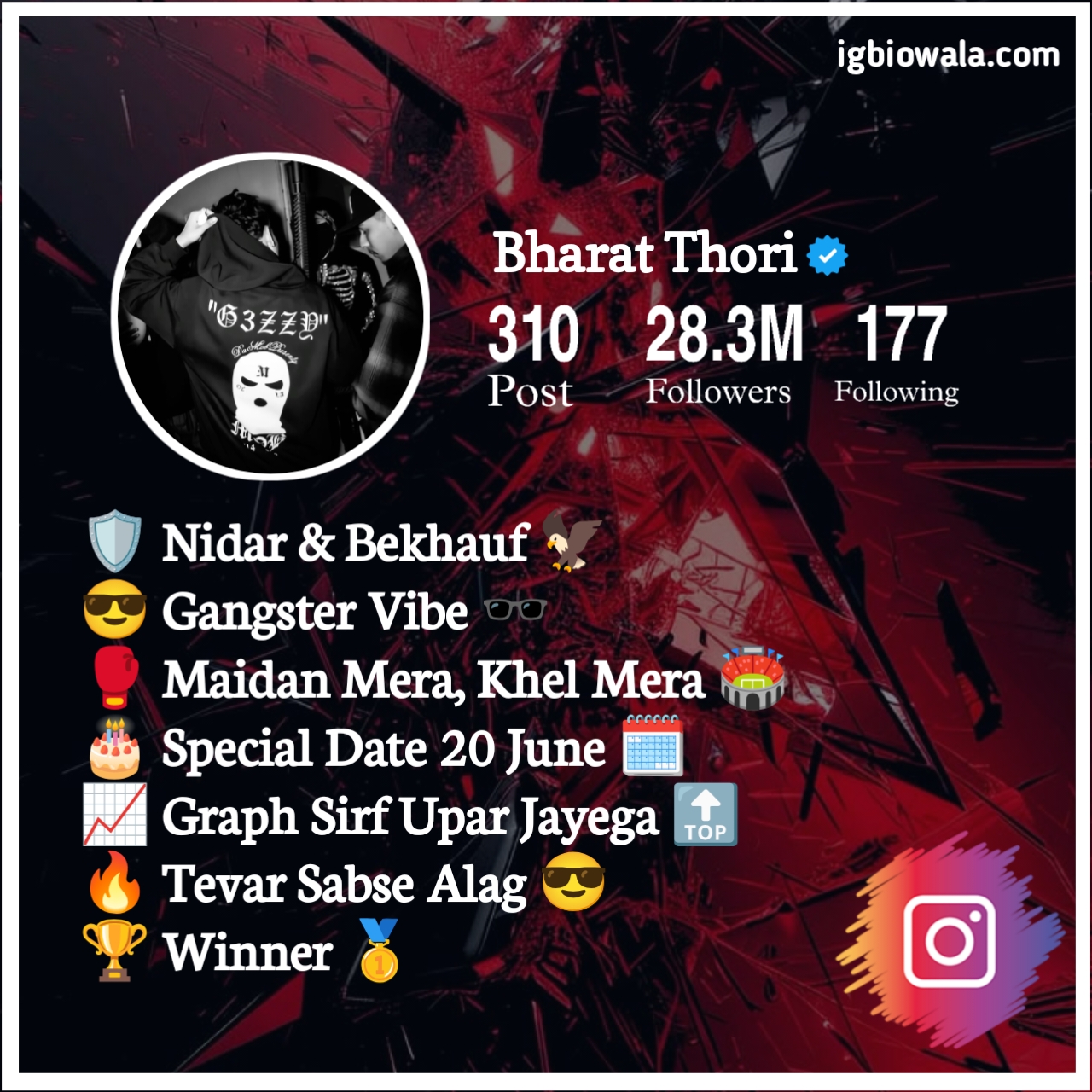 Gangster Bio For Instagram With Emoji