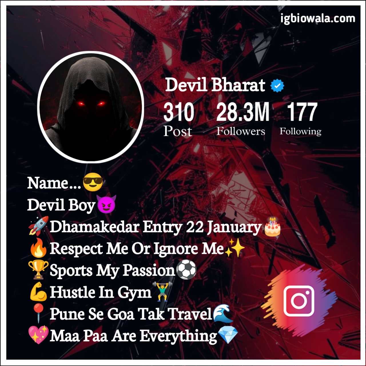 Devil bio For Instagram With Emoji