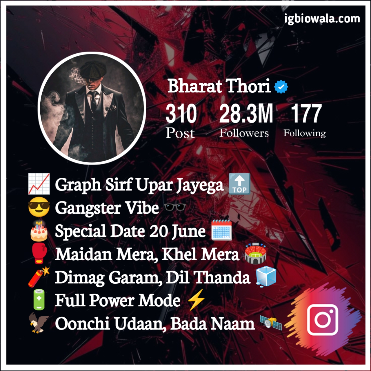 Gangster Bio For Instagram For Boy Attitude