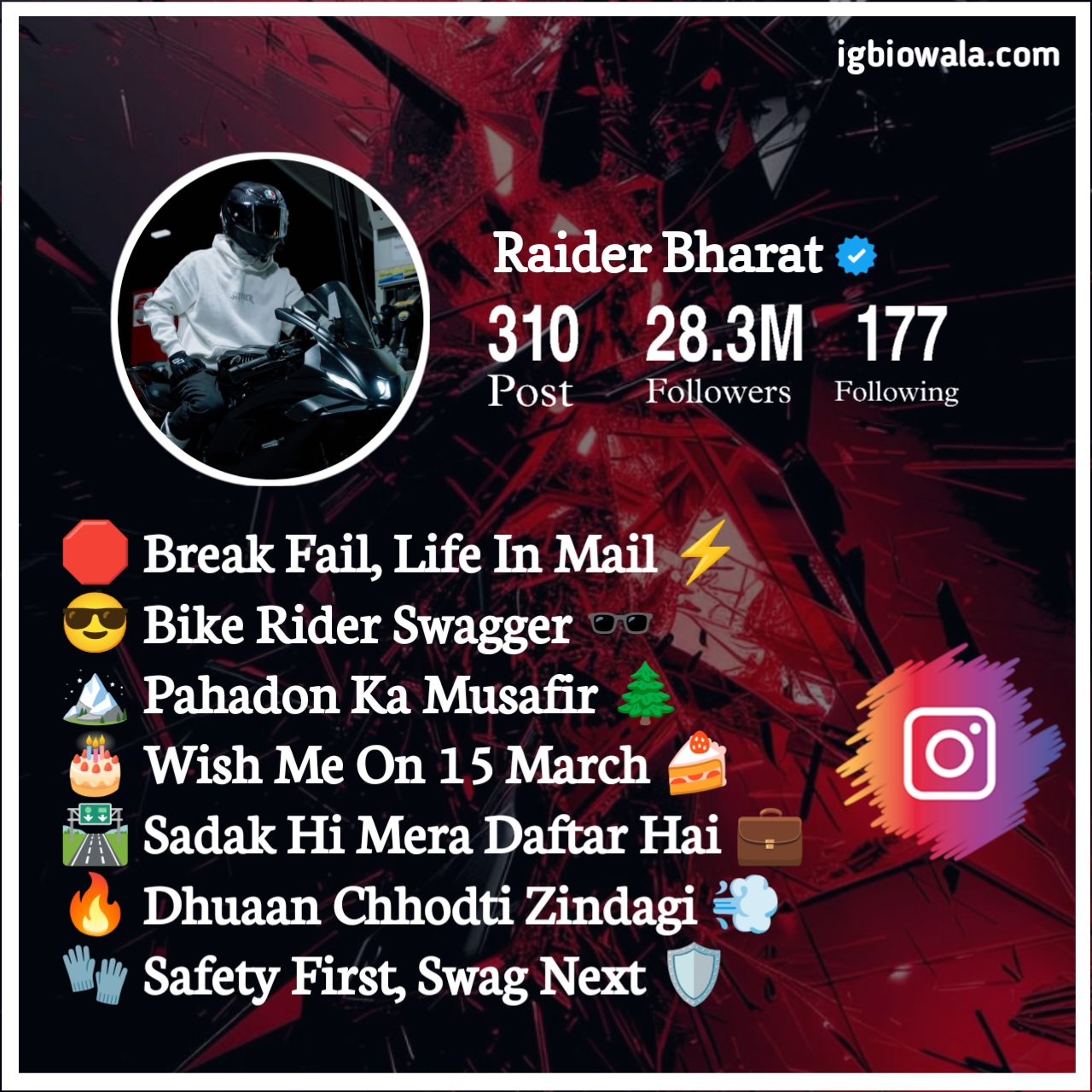 Instagram Bio For Bike Riders With Emoji