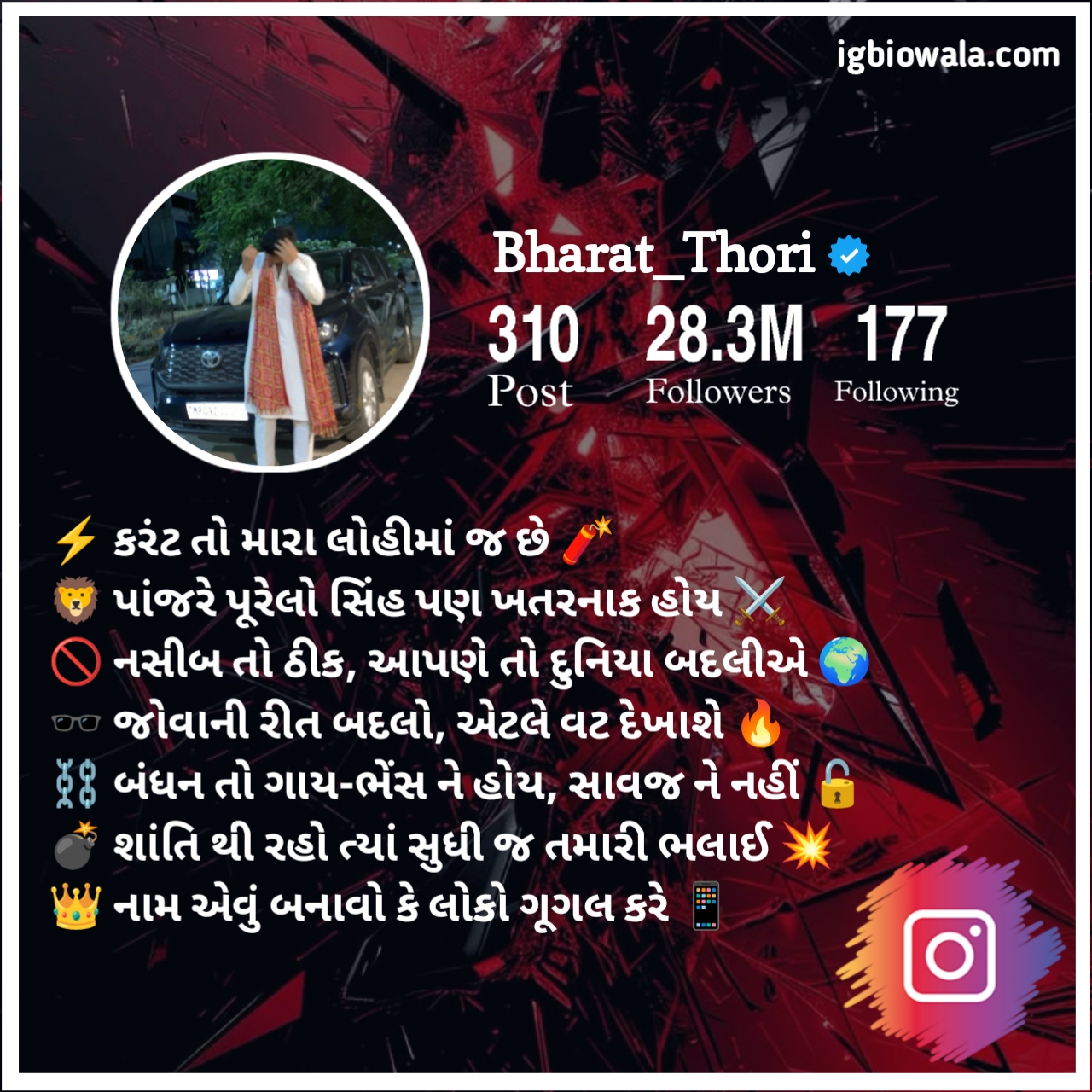 Instagram Bio In Gujarati Attitude