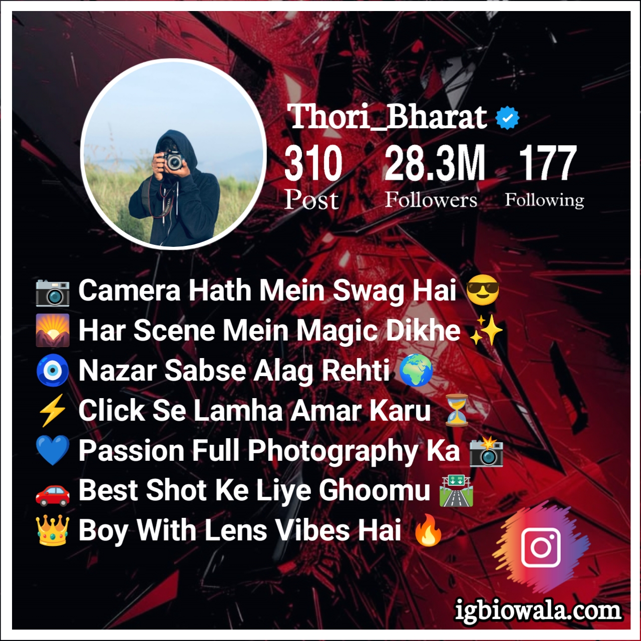 Photography Bio For Instagram For Boy