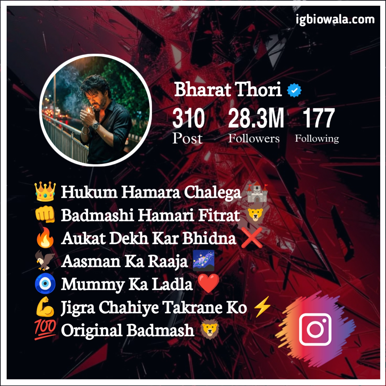 Badmashi Bio For Instagram