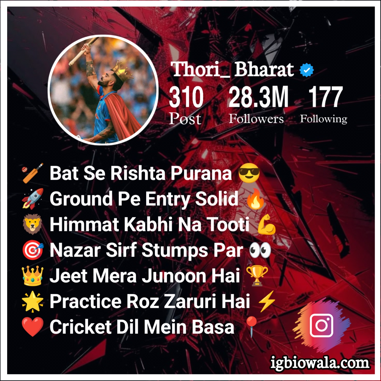 Cricket Bio For Instagram