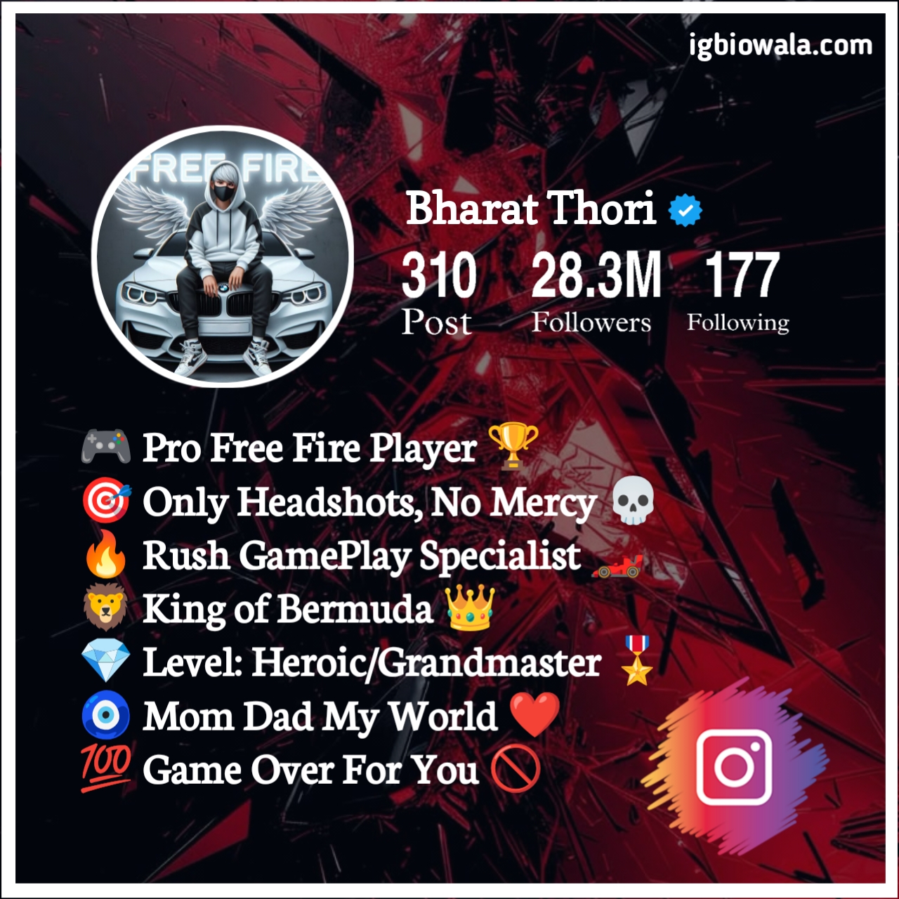 Free Fire Bio For Instagram