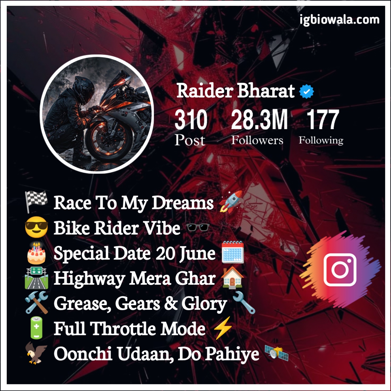 Instagram Bio For Bike Riders