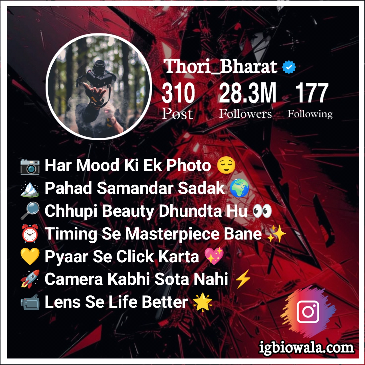 Photography Bio For Instagram