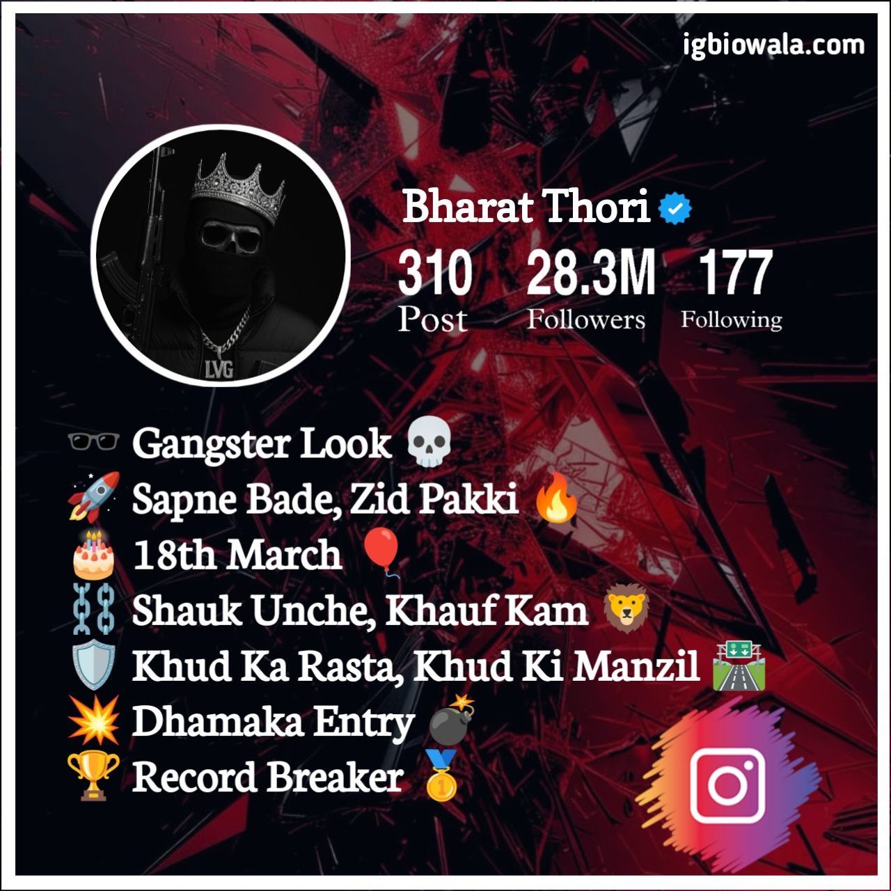 Gangster Bio For Instagram Copy And Paste