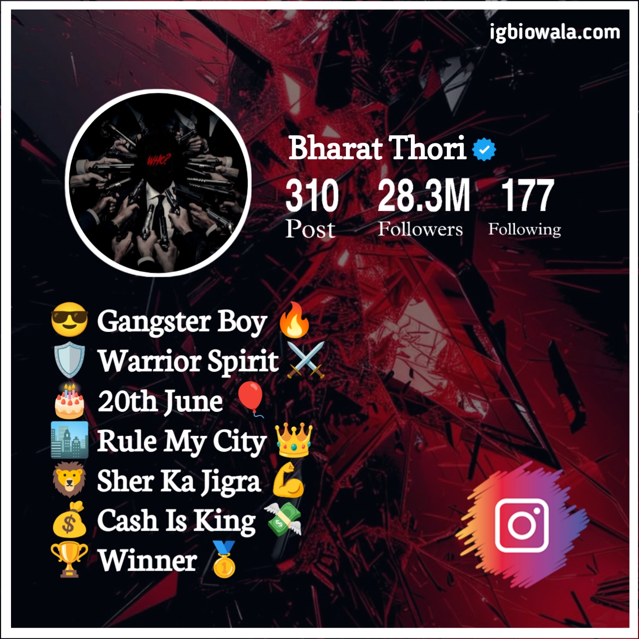 Gangster Bio For Instagram